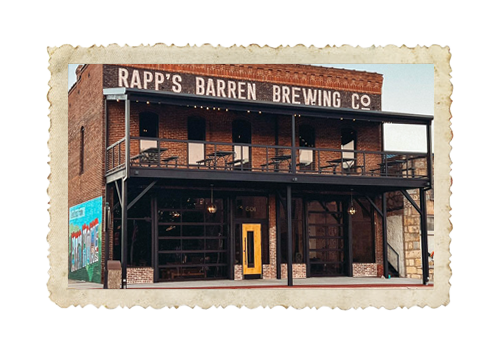 Old time photo mockup of Rapp's Barren Brewing Company in Mountain Home Arkansas